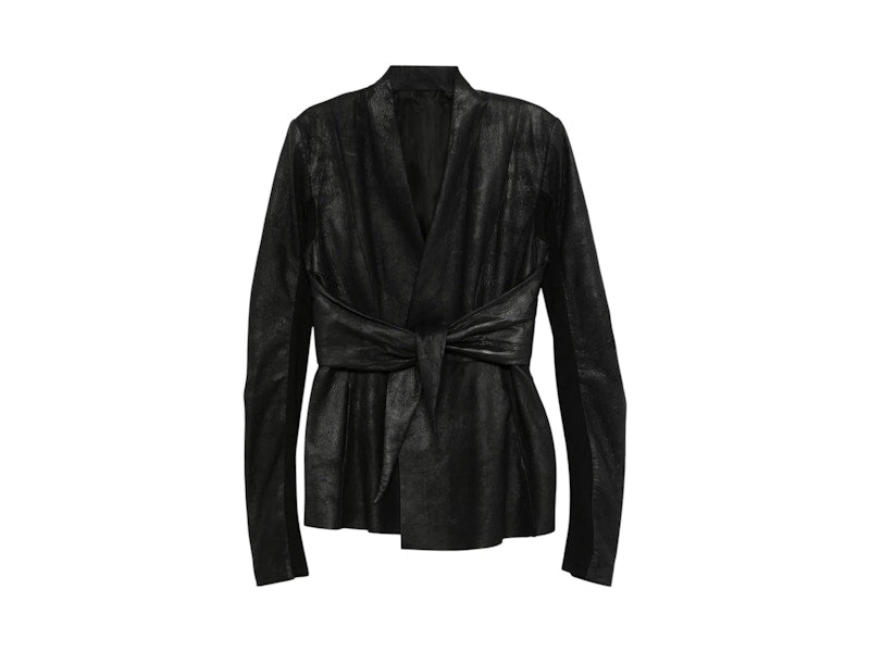 Rick Owens Pelle Giacca LS Strutter Black