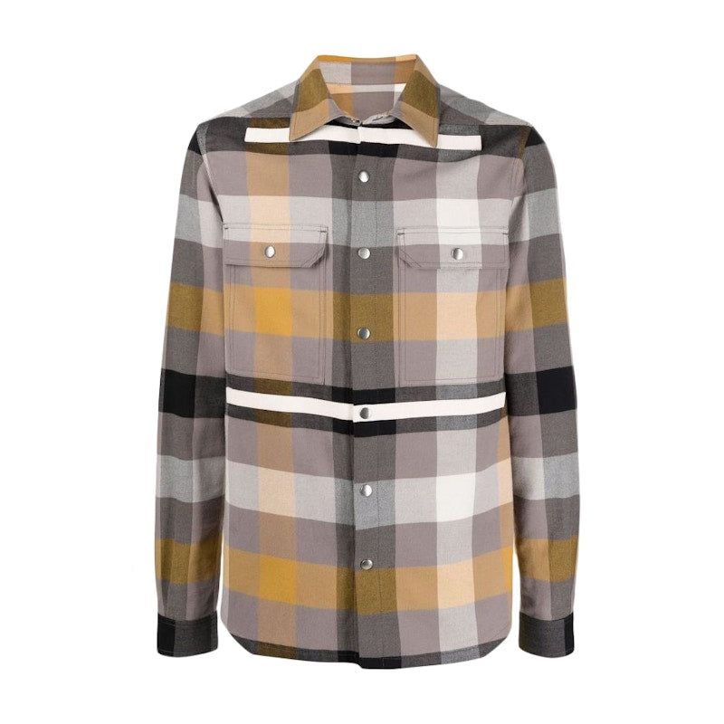 Rick Owens Plaid Print L/S Outer Shirt Jacket Yellow