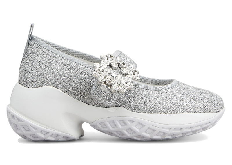 Roger Vivier Viv' Run Babies Silver Crystal Buckle (Women's)