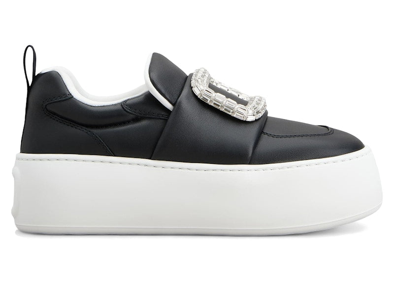 Roger Vivier Viv' Up Black White Crystal Buckle (Women's)