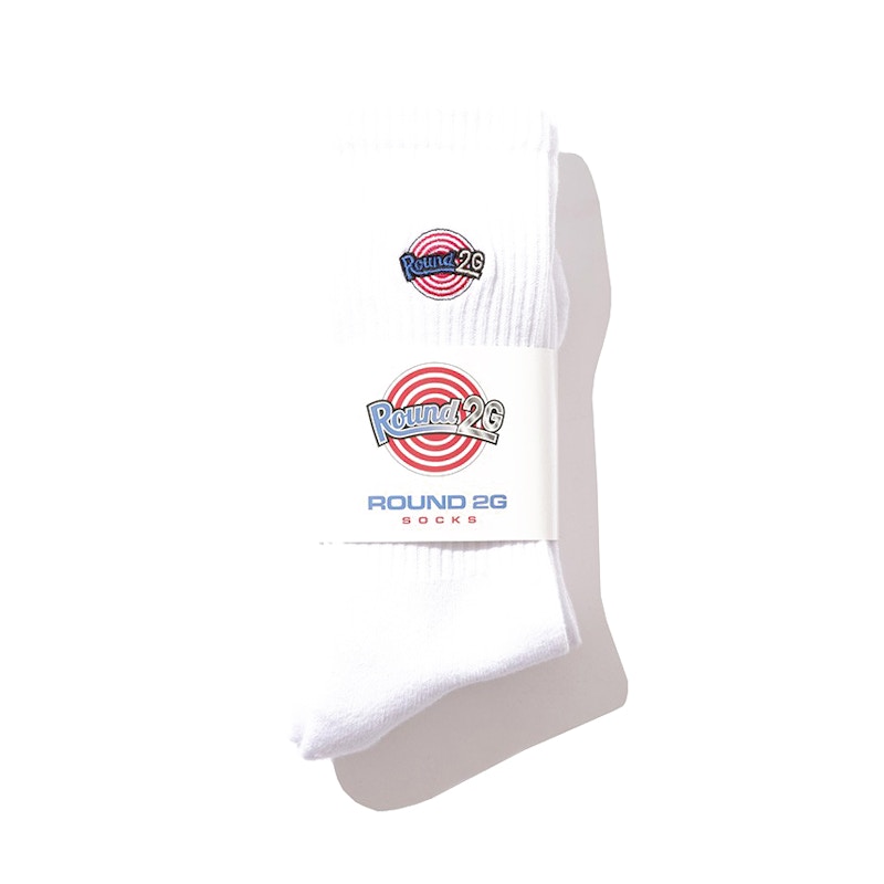 Round Two x 2G Logo 2Pack Socks White