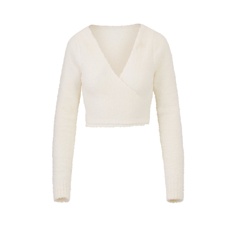 SKIMS Cozy Knit Wrap Top Bone