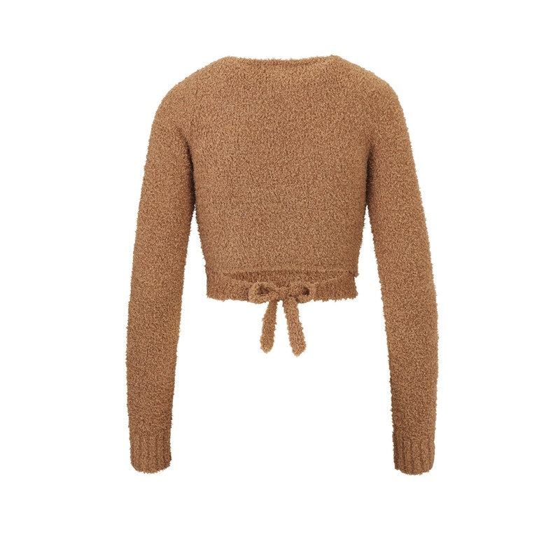 SKIMS Cozy Knit Wrap Top Camel