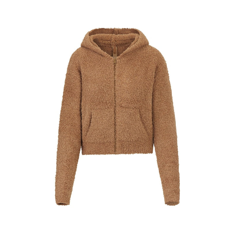 SKIMS Cozy Knit Zip Up Hoodie Camel
