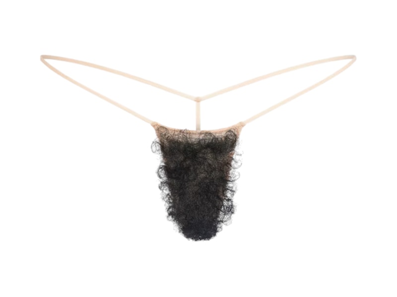 SKIMS Faux Hair Micro String Thong Clay Black Curly