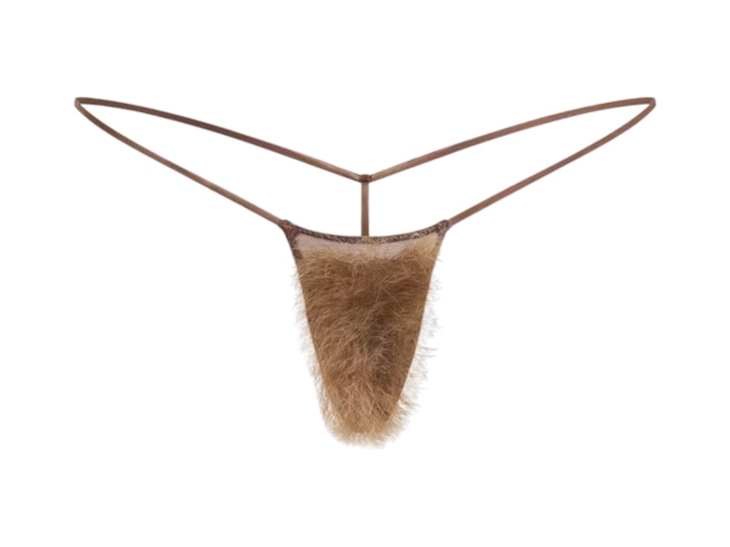 SKIMS Faux Hair Micro String Thong Cocoa Brown Straight