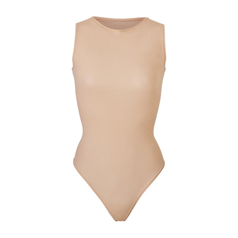 SKIMS Jelly Sheer Crew Neck Bodysuit Clay