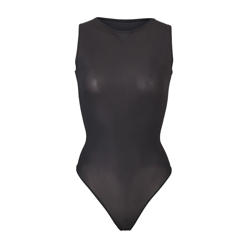 SKIMS Jelly Sheer Crew Neck Bodysuit Onyx
