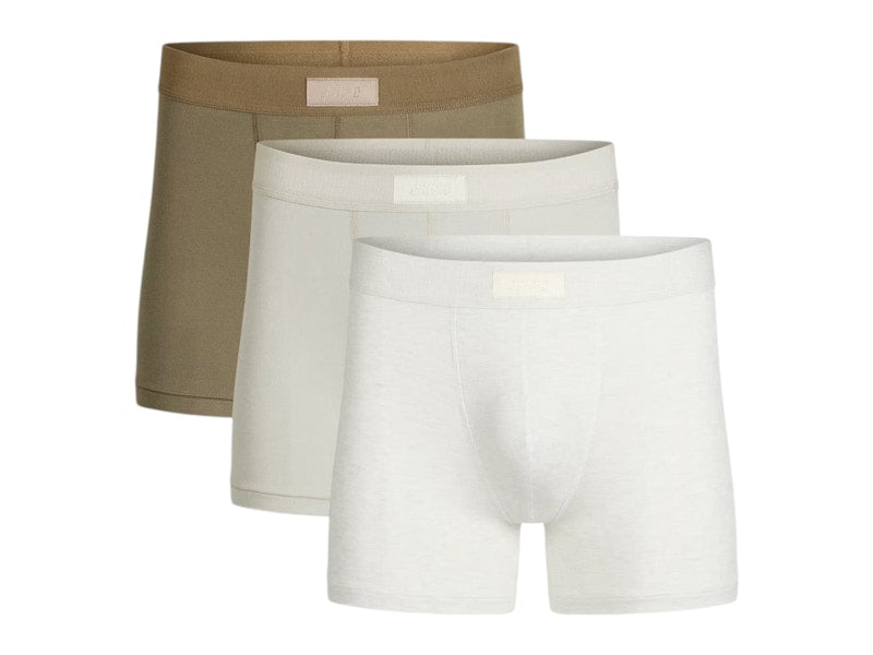 SKIMS Men's 3" Cotton Boxer Brief (3 Pack) Army Multicolor