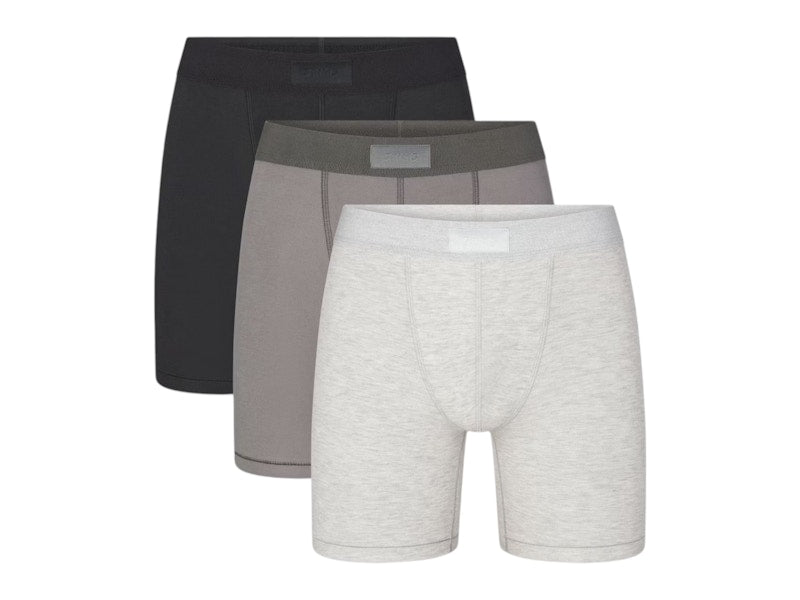 SKIMS Men's 5" Cotton Boxer Brief (3 Pack) Heather Multicolor