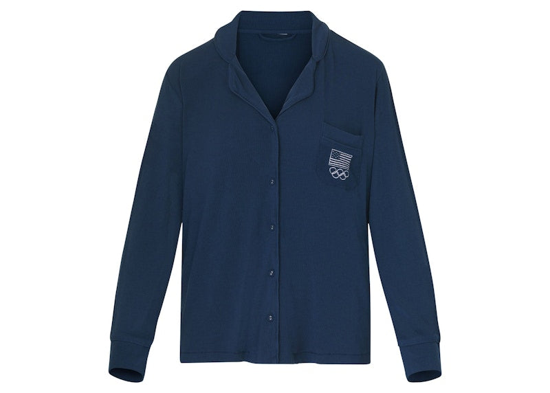 SKIMS Olympic Capsule Jersey Sleep Set Navy