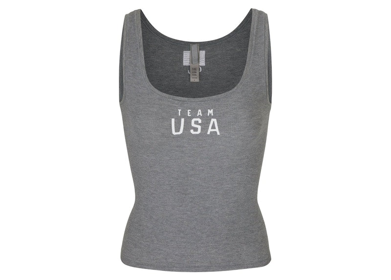 SKIMS Paralympic Capsule Rib Scoop Tank Heather Grey