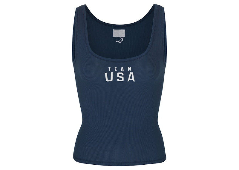 SKIMS Paralympic Capsule Rib Scoop Tank Navy