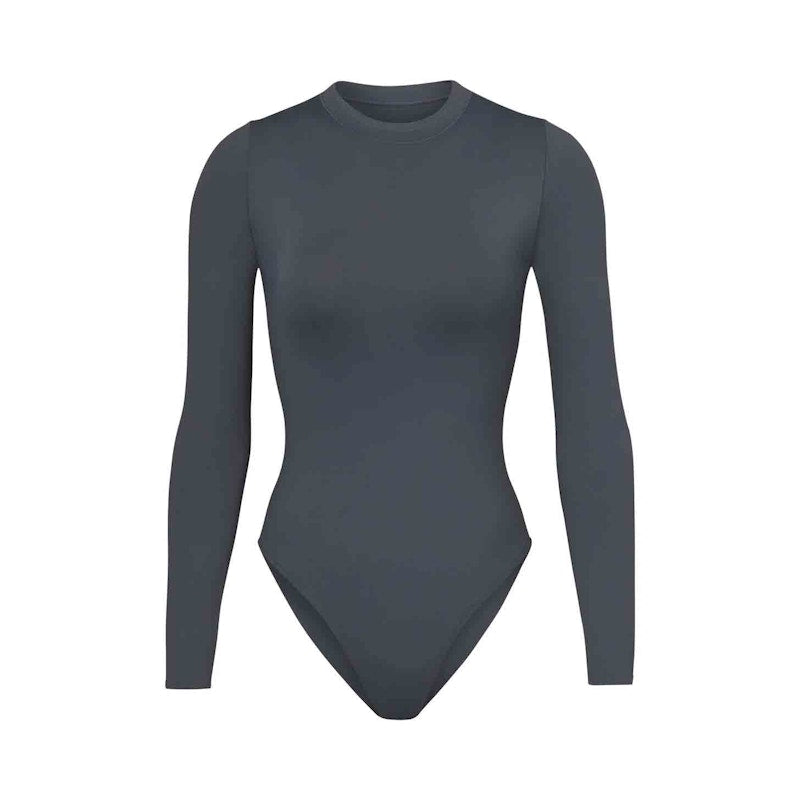 SKIMS Swim Long Sleeve One Piece Gunmetal