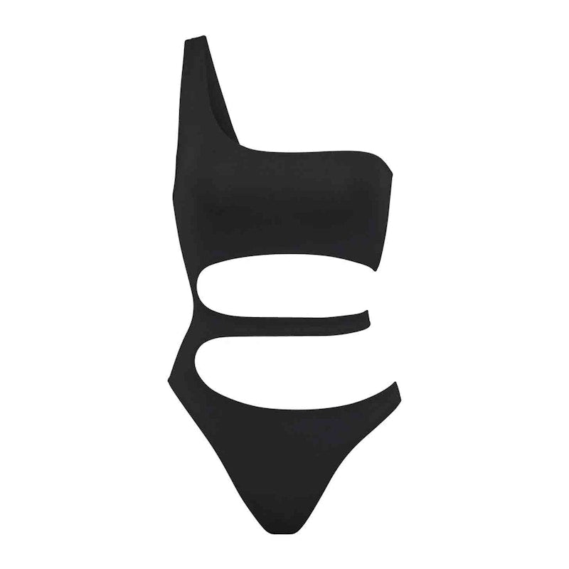 SKIMS Swim One Shoulder Monokini Onyx