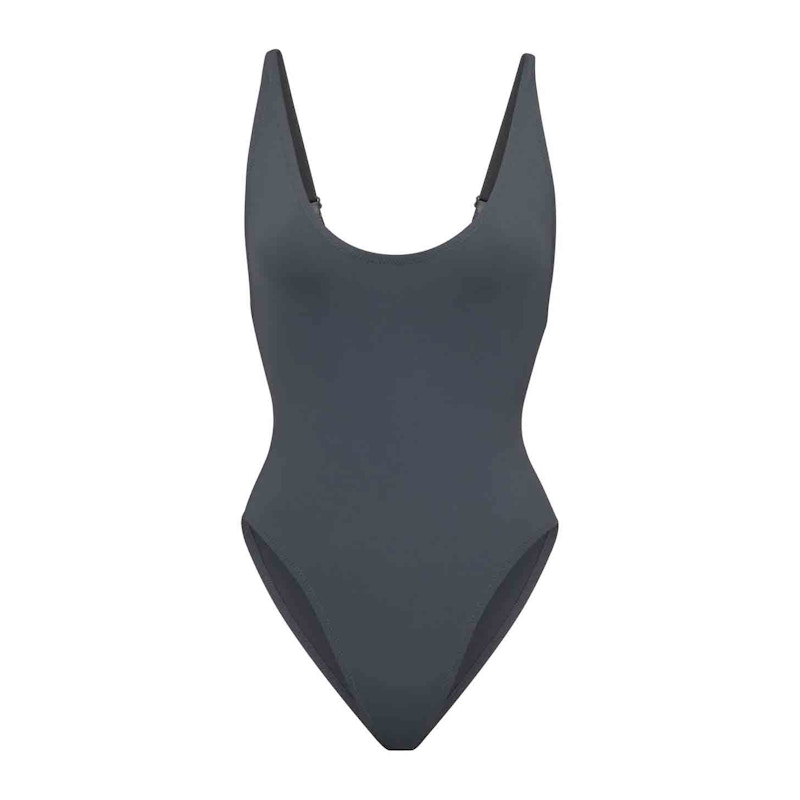 SKIMS Swim Scoop Neck One Piece Gunmetal