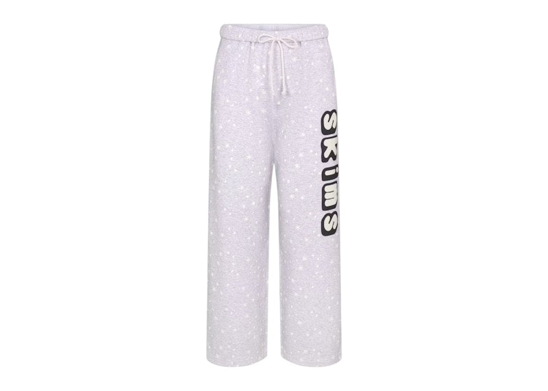 SKIMS x Cactus Plant Flea Market Women's Cotton Fleece Straight Leg Pant Light Heather Grey/Snow Print