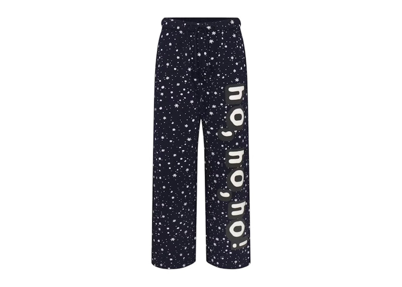 SKIMS x Cactus Plant Flea Market Women's Cotton Fleece Straight Leg Pant Navy Ho Ho Ho Snow Print