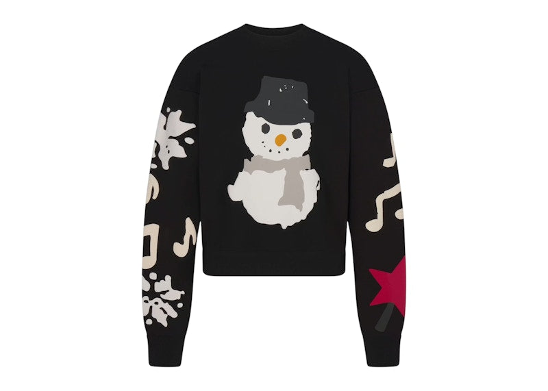 SKIMS x Cactus Plant Flea Market Cotton Fleece Crewneck Onyx Snowman Print