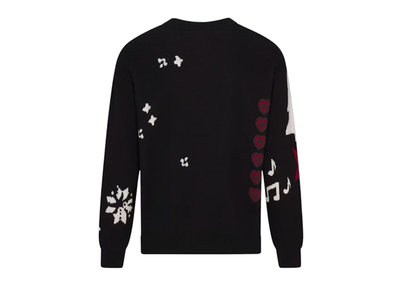 SKIMS x Cactus Plant Flea Market Cotton Knit Intarsia Sweater Onyx Teddy Bear Snow Print