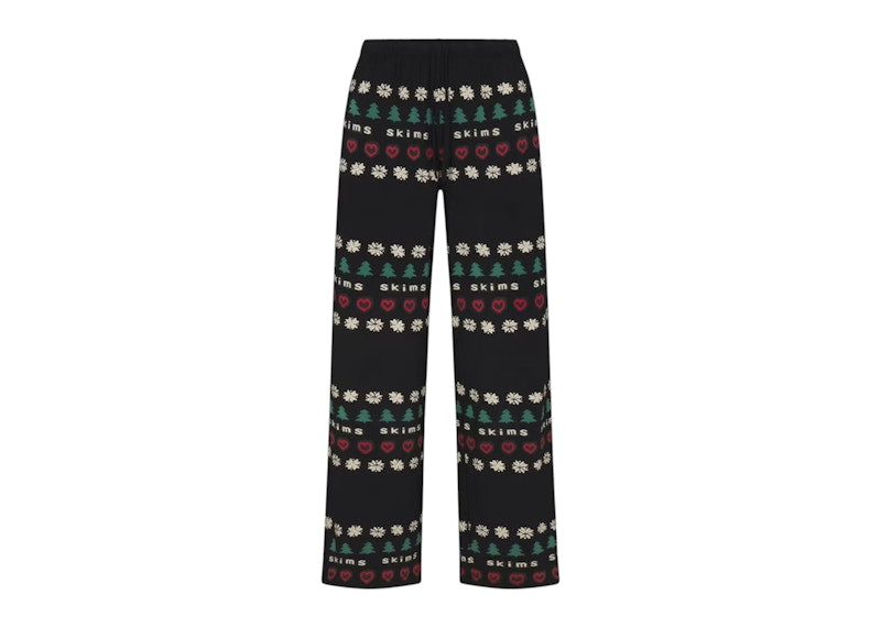 SKIMS x Cactus Plant Flea Market Women's Sleep Cropped Long Sleeve And Pant Set Onyx Pine Fair Isle