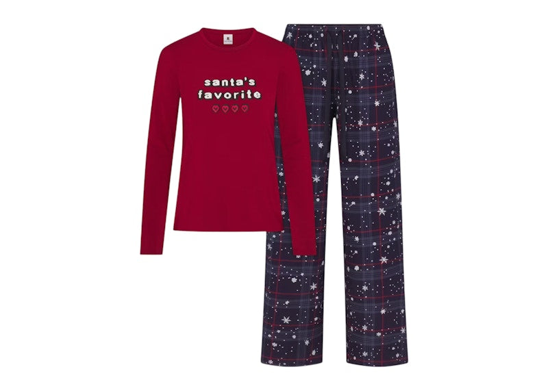 SKIMS x Cactus Plant Flea Market Women's Sleep Flannel Pant Set Santas Favorite Brick Print