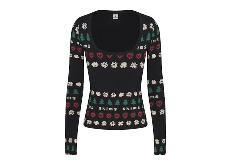 SKIMS x Cactus Plant Flea Market Women's Sleep Scoop Neck Set Onyx Pine Fair Isle