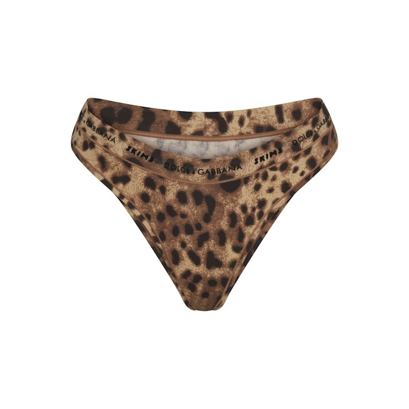 SKIMS x Dolce&Gabbana Cotton Jersey Cheeky Tanga Leopard