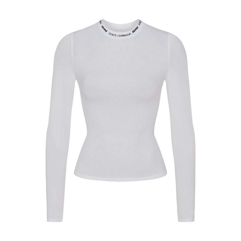 SKIMS x Dolce&Gabbana Cotton Jersey Long Sleeve T-Shirt Snow