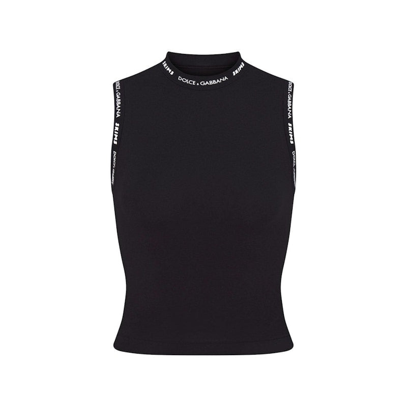 SKIMS x Dolce&Gabbana Cotton Jersey Mock Neck Tank Onyx