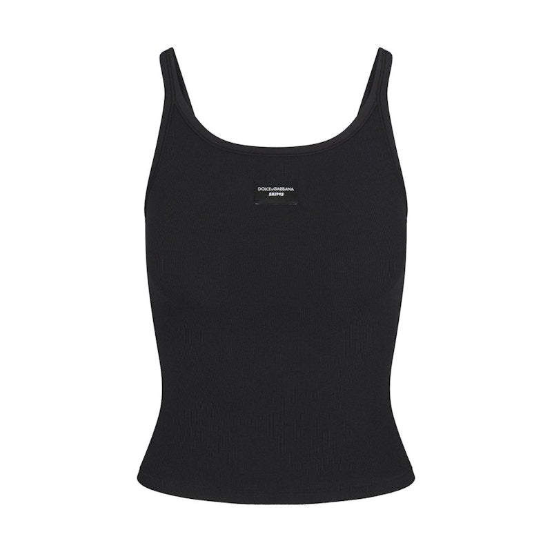 SKIMS x Dolce&Gabbana Cotton Rib Scoop Tank Onyx