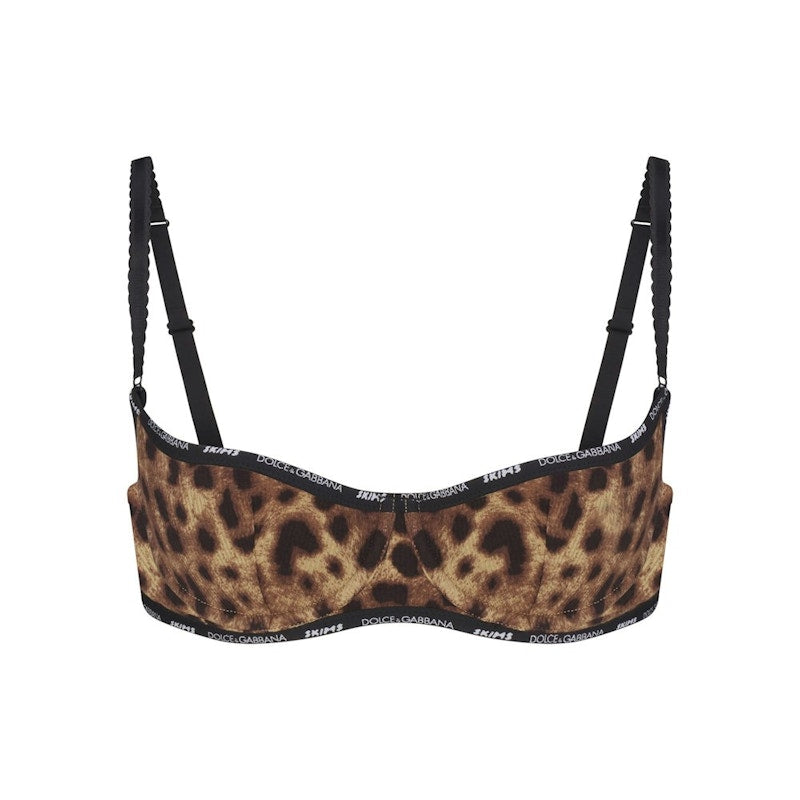 SKIMS x Dolce&Gabbana Cotton Rib Unlined Balconette Bra Leopard