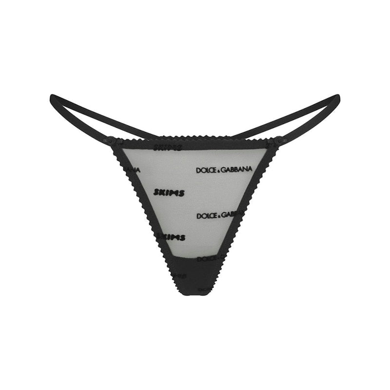 SKIMS x Dolce&Gabbana Ultra Fine Mesh Logo String Thong Onyx