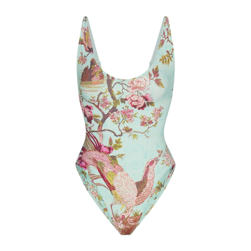 SKIMS x Roberto Cavalli Scoop Neck One Piece Fagianella Print