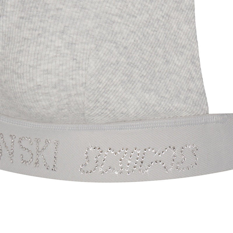 SKIMS x Swarovski Cotton Rib Plunge Bralette Light Heather Grey