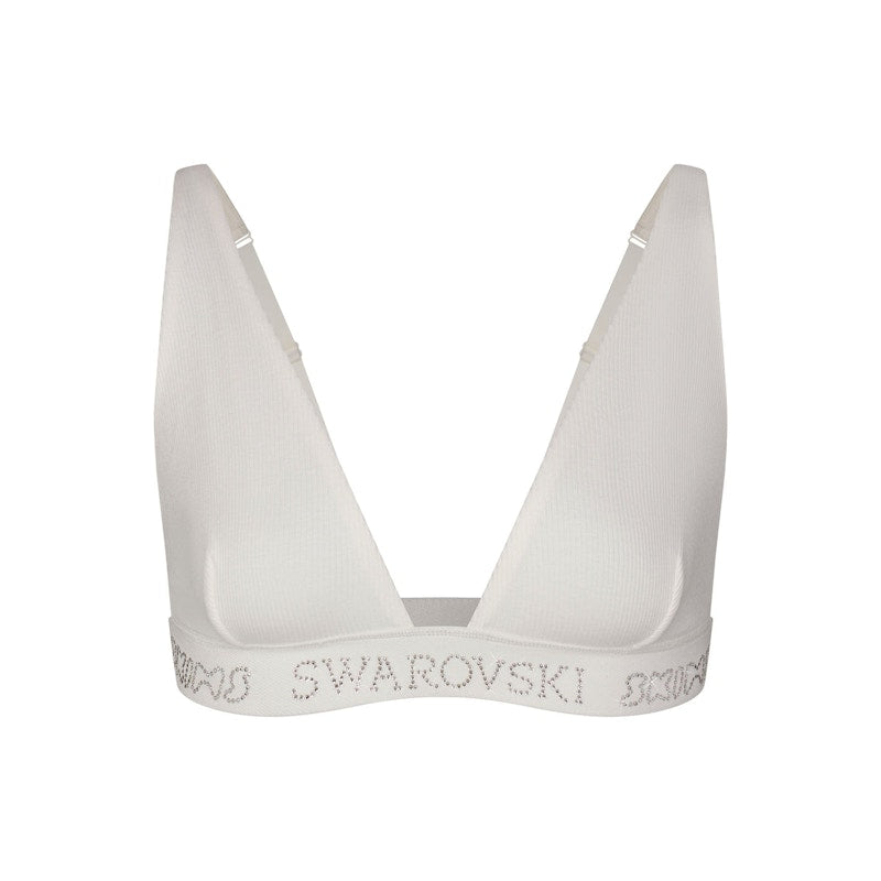 SKIMS x Swarovski Cotton Rib Plunge Bralette Marble