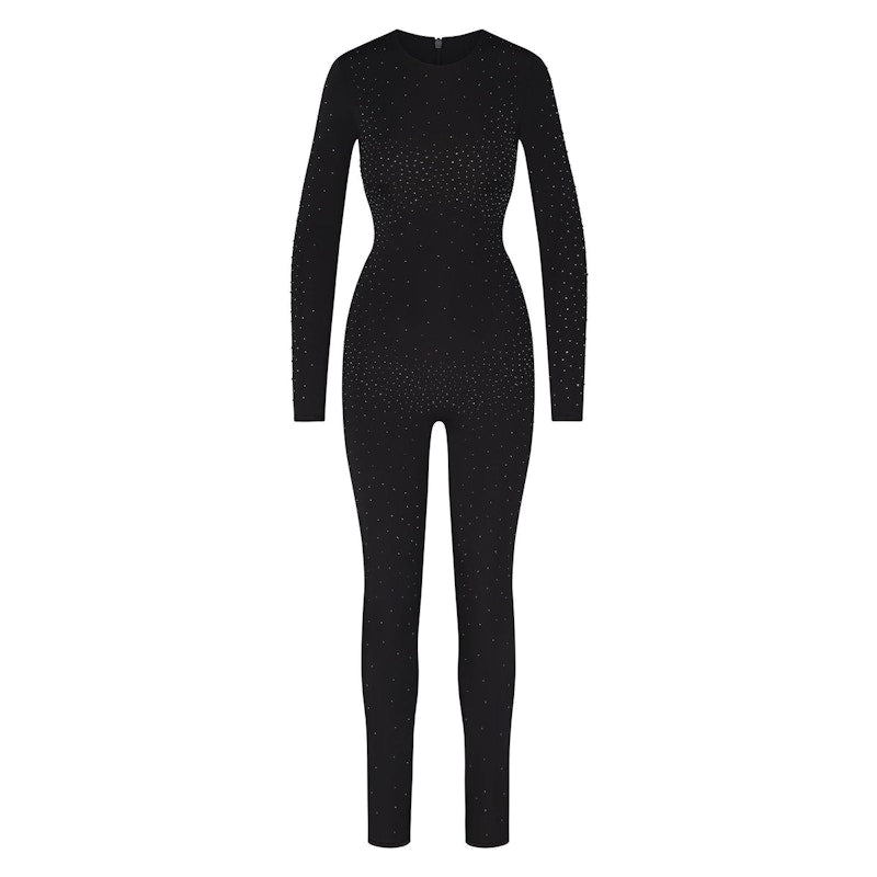 SKIMS x Swarovski Jelly Sheer Long Sleeve Catsuit Onyx