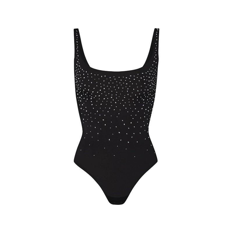 SKIMS x Swarovski Jelly Sheer Square Neck Bodysuit Onyx