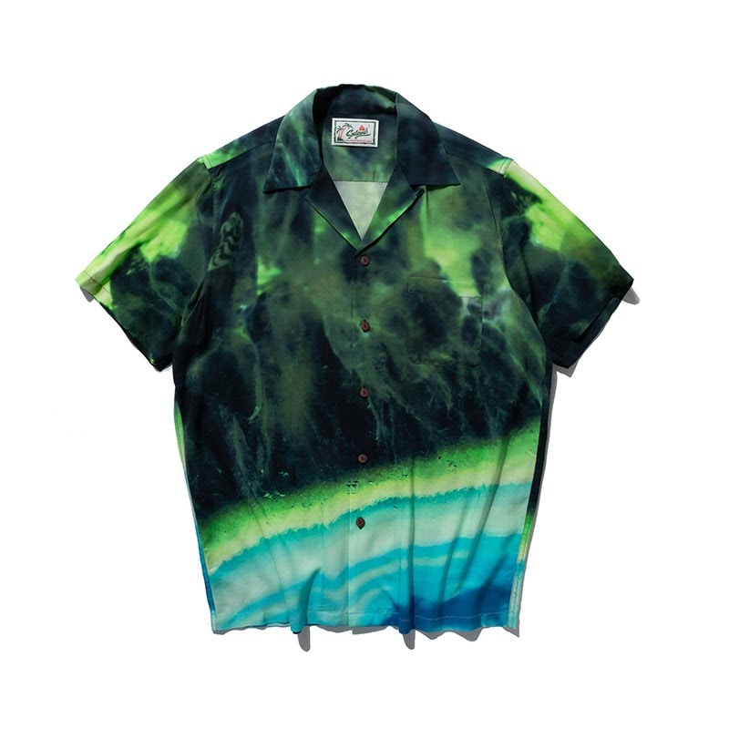 SOULGOODS Agate Print Hawaiian Shirt Green/Black/Blue