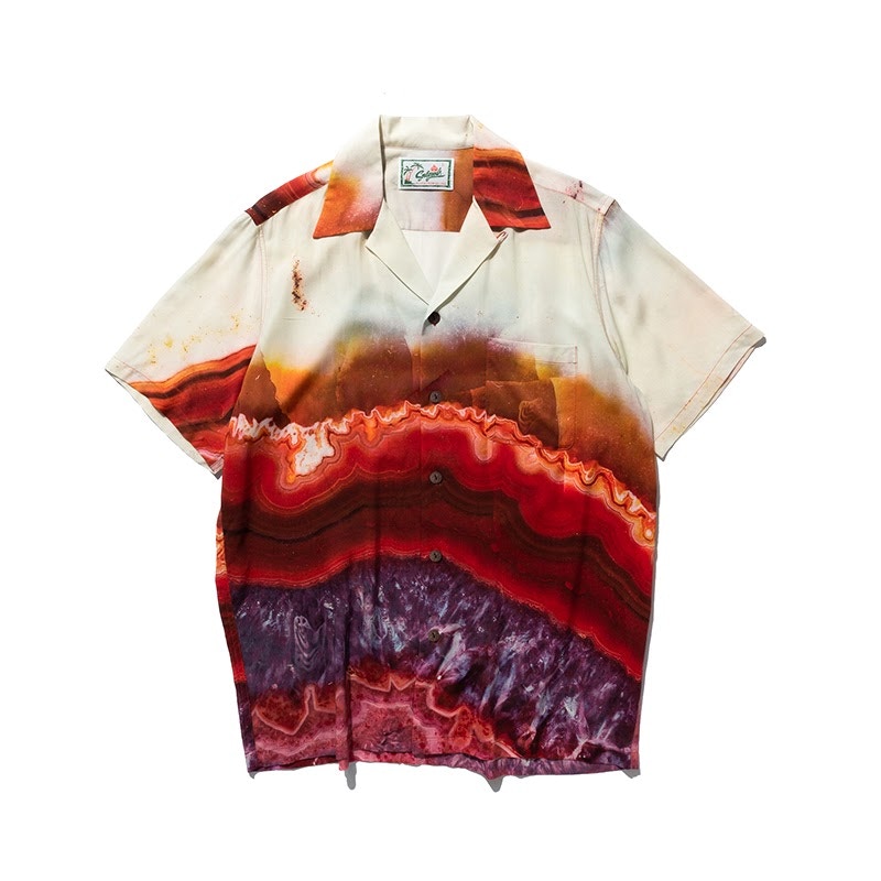 SOULGOODS Agate Print Hawaiian Shirt White/Orange/Purple