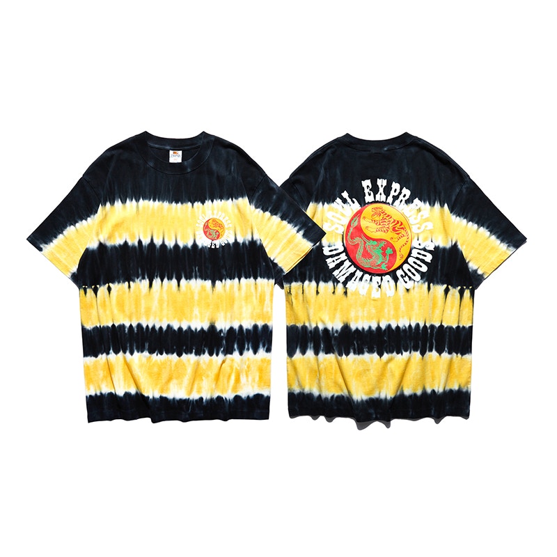 SOULGOODS Dragon-Tiger Tie Dyed T-shirt Black/Yellow