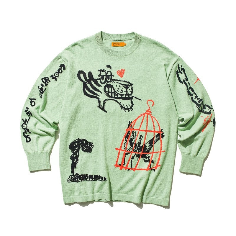 SOULGOODS Hand Painted Knit Sweater Green