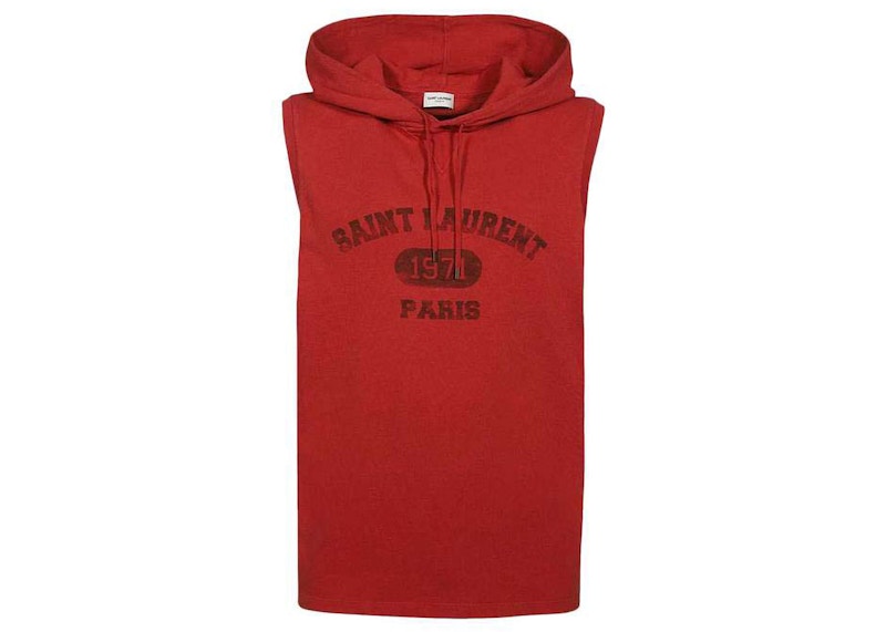 Saint Laurent 1971 Sleeveless Hoodie Red