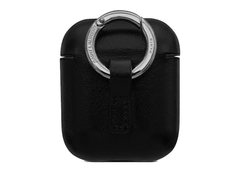 Saint Laurent AirPods Case Smooth Leather Natural Black Grey