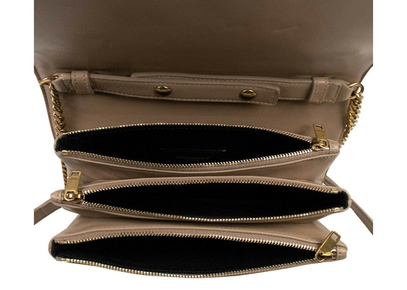 Saint Laurent Angie Diamond Quilted Beige