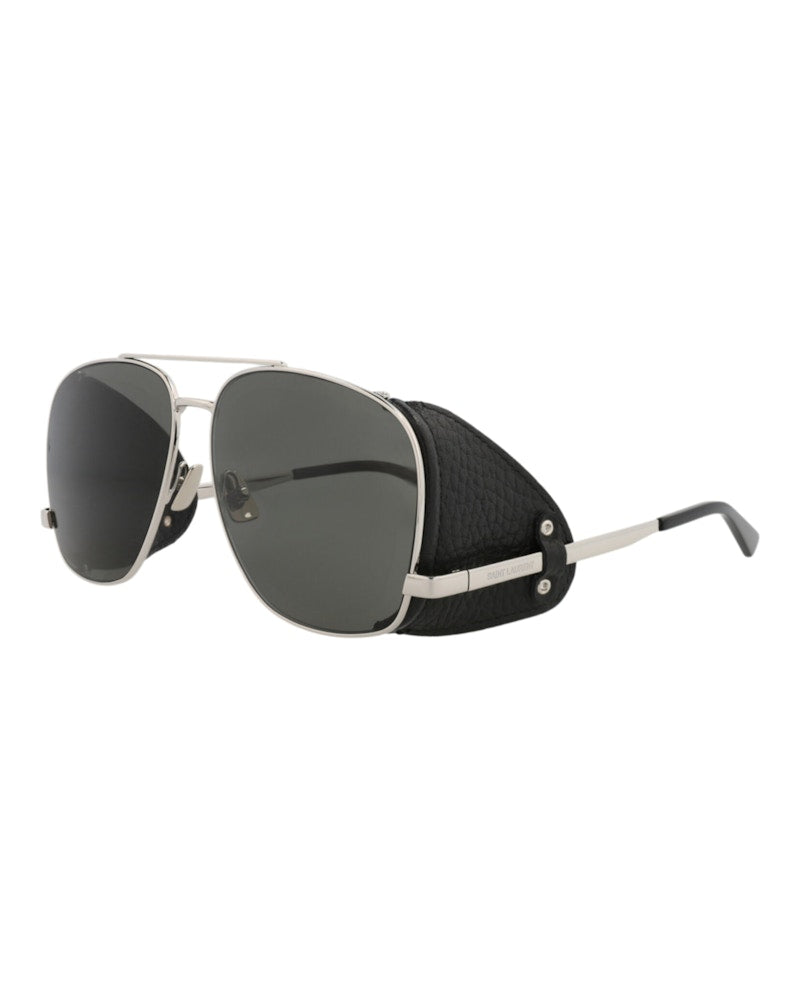 Saint Laurent Aviator-Frame Metal Sunglasses Silver Silver Grey (SL653LEONL-30015641-001)