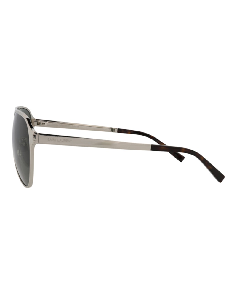 Saint Laurent Aviator-Frame Metal Sunglasses Silver Silver Grey (SL734-30015904-002)
