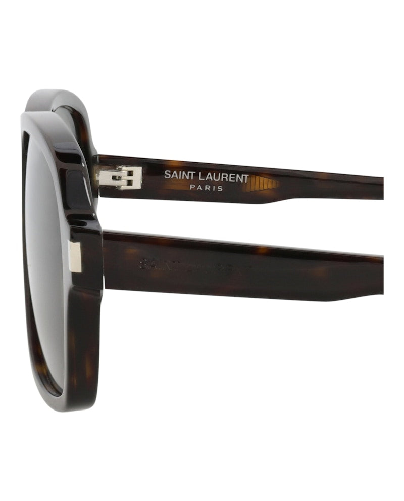 Saint Laurent Aviator-Frame Recycled Acetate Sunglasses Havana/Havana/Grey (SL609CAROL-30014608-002)