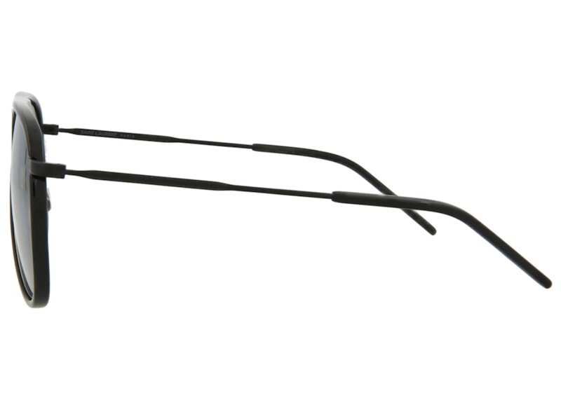 Saint Laurent Aviator-Style Injection Sunglasses Black/Silver (CLASSIC11R-30010761-002)