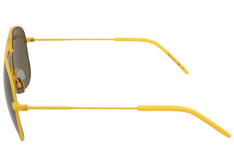 Saint Laurent Aviator-Style Metal Sunglasses Yellow/Brown (CLASSIC11-30000163-036)